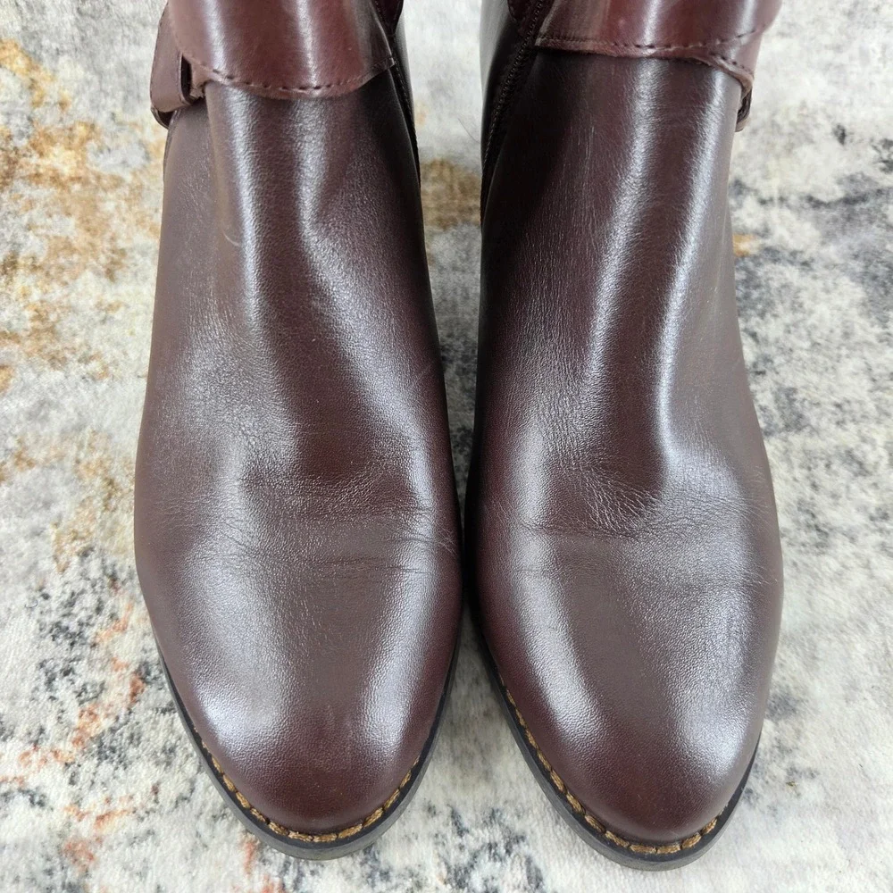 Vionic Upright Trinity Ankle Boots Womens 10 Dark Brown Leather Buckle Strap